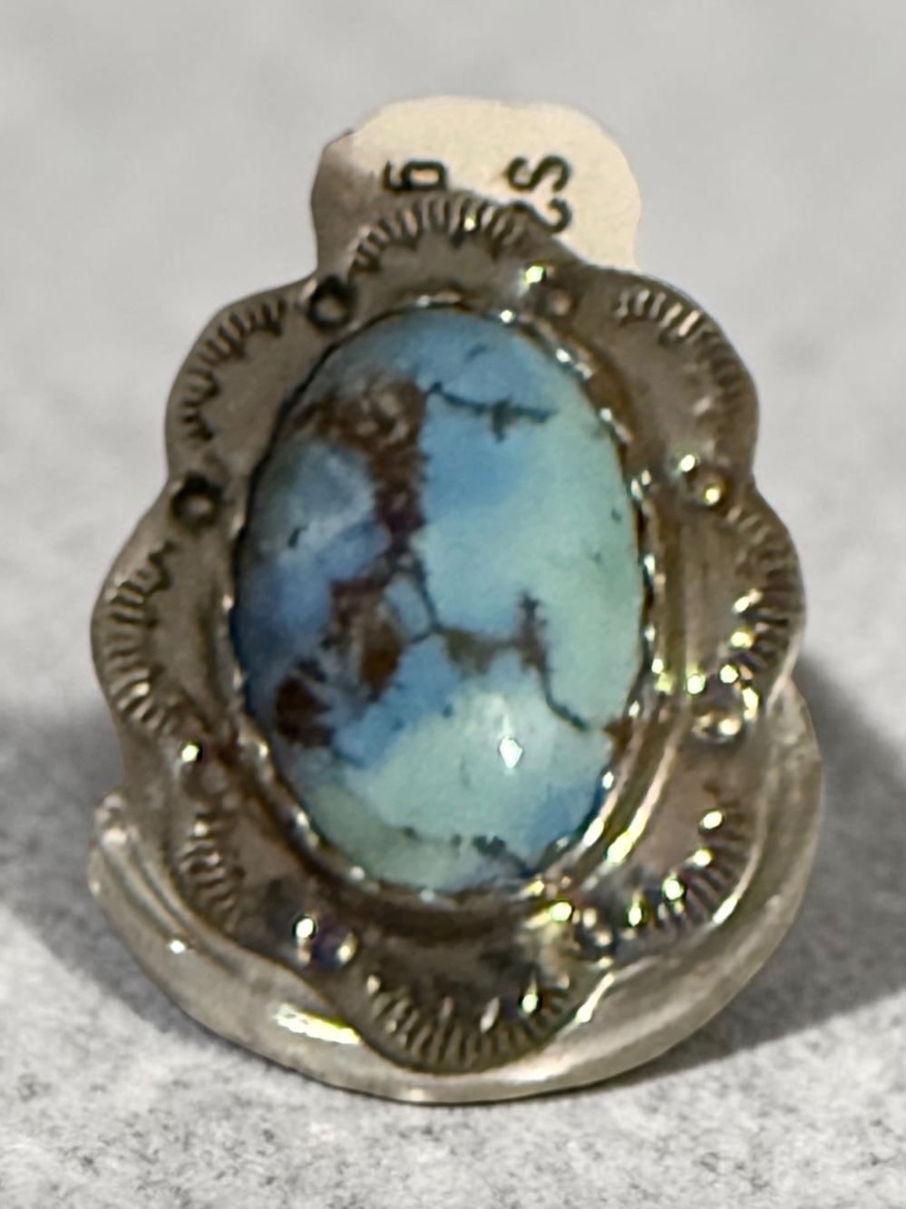 Sterling Silver Turquoise Oval Statement Ring - Blue